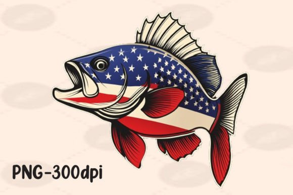 Bass Fish American Flag Fishing PNG: A Creative and Practical Design for Every Use