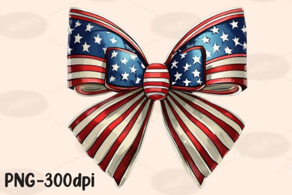 Coquette Bow USA Flag 4th of July PNG: A Patriotic Design for Creative Professionals
