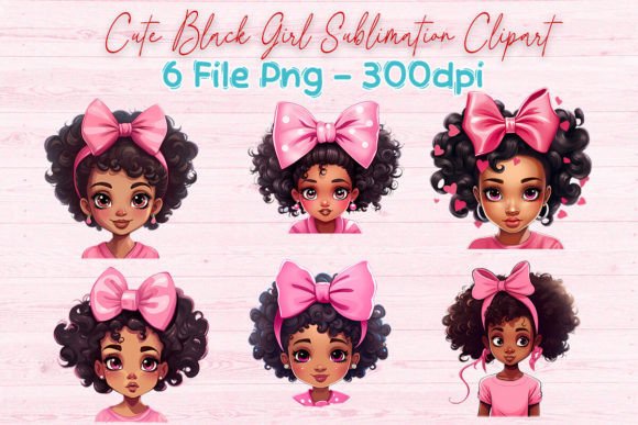 Cute Black Girl Sublimation Clipart