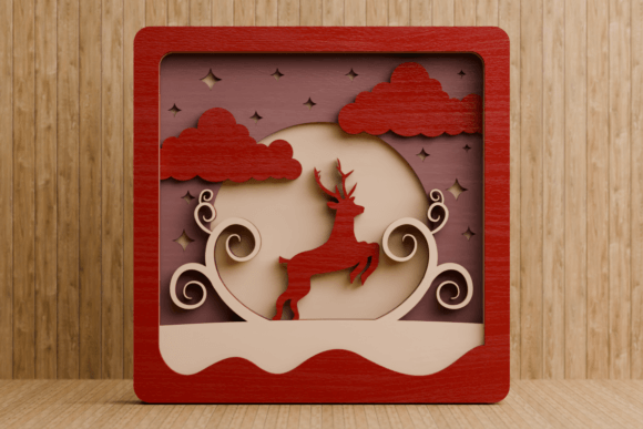 Cute Christmas Scene 3D Multilayer SVG