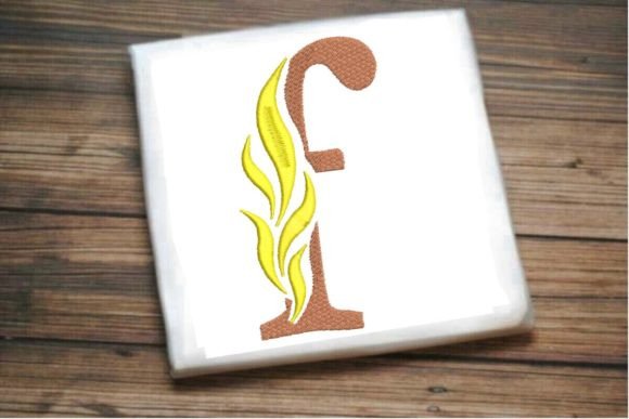 F Letter Alphabet on Fire: Elegant Flame Embroidery for Custom Kids' Apparel