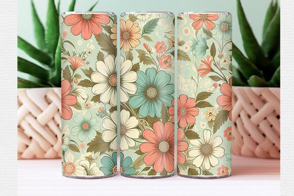 Flower Tumbler Wrap Sublimation Design