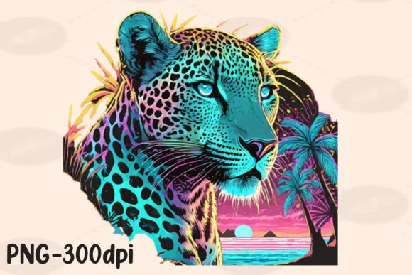 Summer Vibes Leopard Neon Beach PNG Design